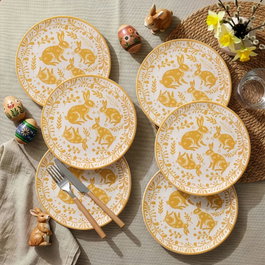 Hermia Set de 6 Platos de Postre Frequent Naranja y Blanco de Pascua